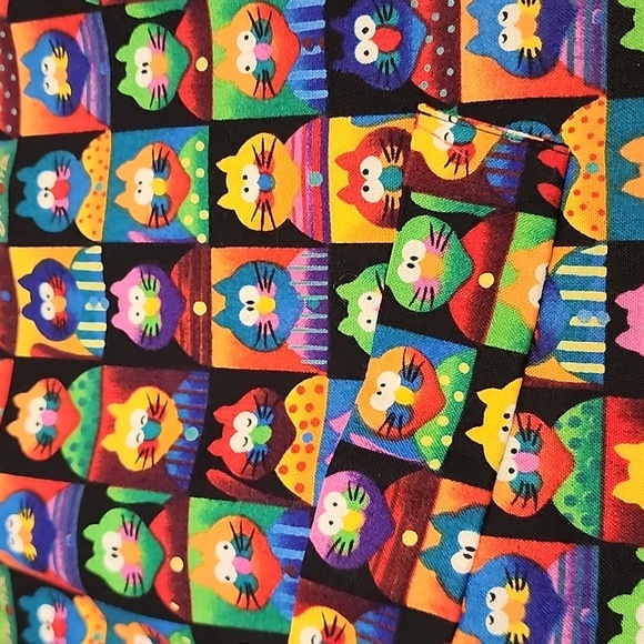 Saddle River Vintage Cat Vest Multicolor 4 Front Buttons Tie Back 2 Fake Pockets - Picture 3 of 5